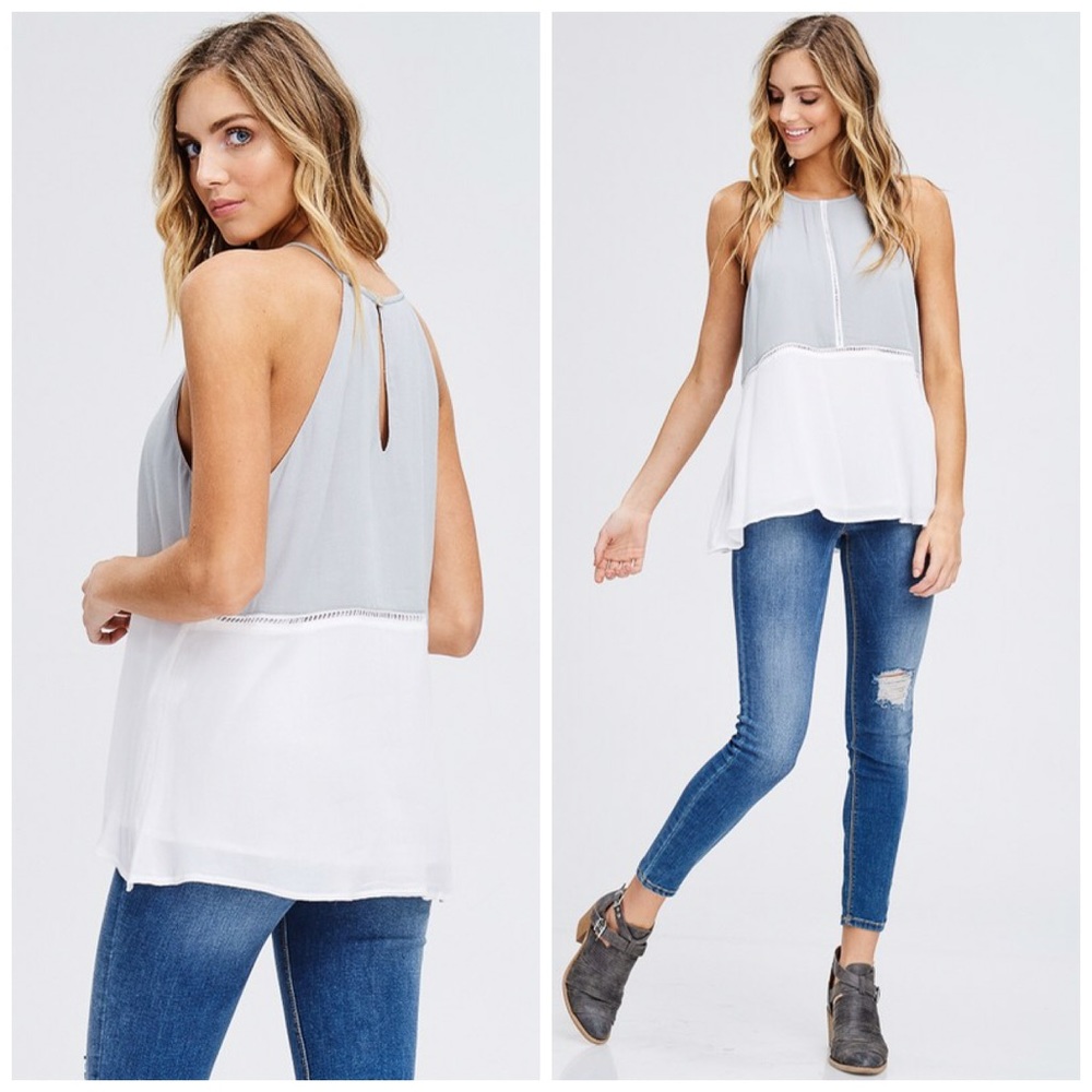 LAST 1! 💕Slate Blue Color Block Tunic! - Picture 2 of 2